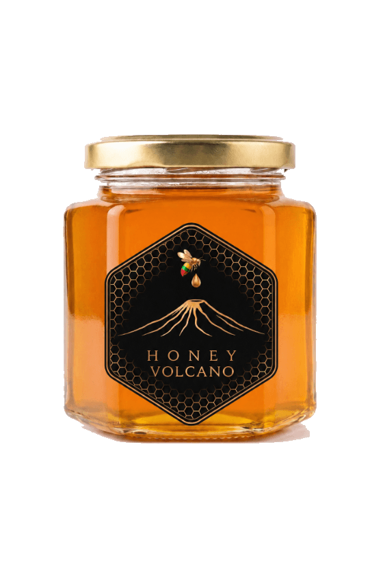 Honey Volcano raw honey jar